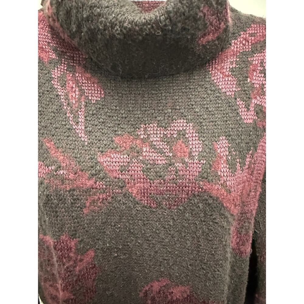🌺White House Black Market Women S Port floral turtleneck cotton blend sweater - Picture 3 of 4